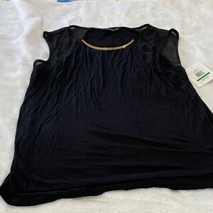 Ellen Tracy Black Sheer Detail Muscle Tee